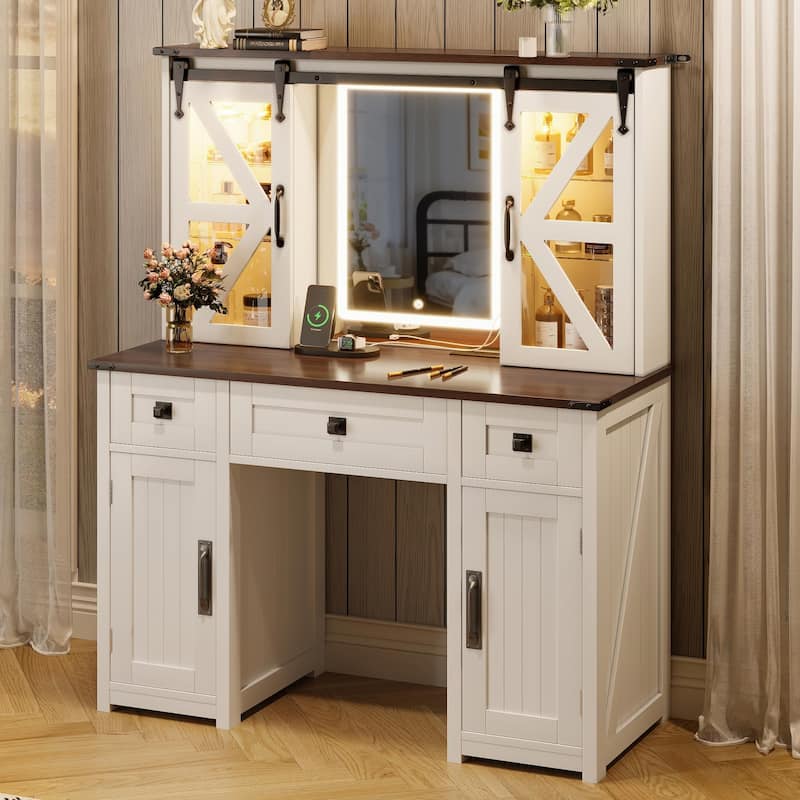 dressing table beige Cassandra Common Luxury Beige Vanity Table with Adjustable Mirror and