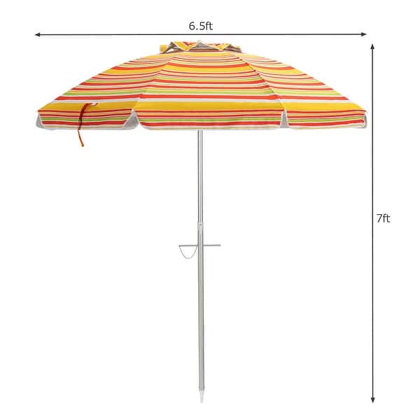 dimension image slide 3 of 4, Costway 6.5 FT Patio Beach Umbrella Sun Shade Tilt Aluminum Sports