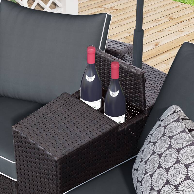 6 Pieces Outdoor Sectional Half Round Patio Rattan Sofa Set