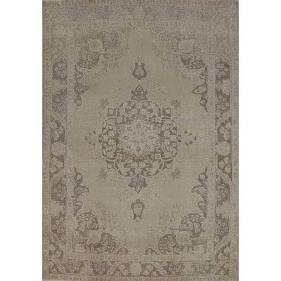 Distressed Tabriz Persian Area Rug Handmade Wool Carpet - 6'7"x 9'2"