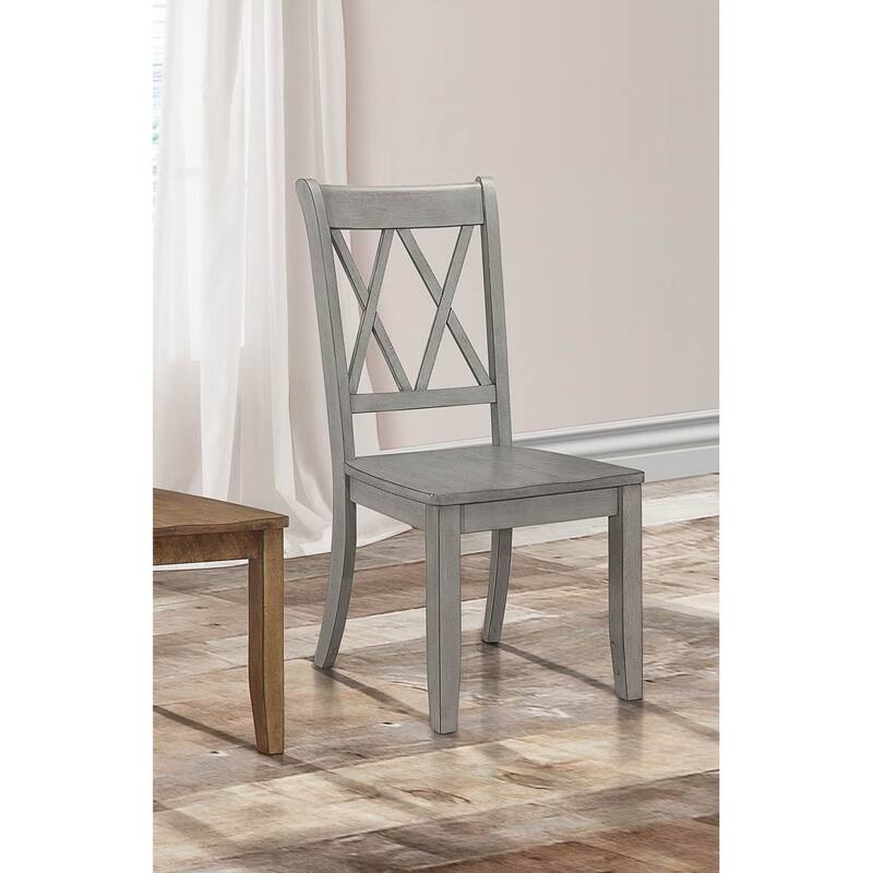 2PCS Side Chairs,Pine Veneer Transitional Double-X Back Design Dining Chair