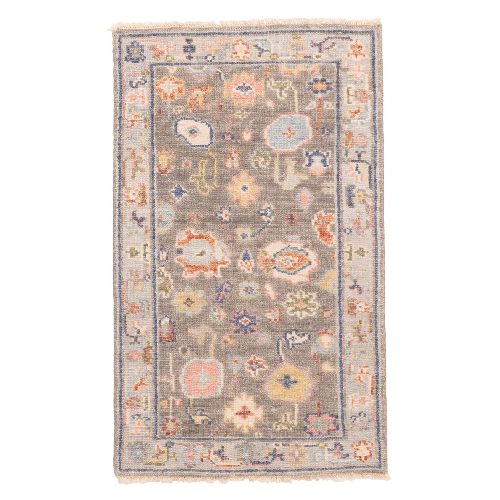 ECARPETGALLERY Hand-knotted Modern Oushak Dark Grey Wool Rug - 3'0 x 5'0