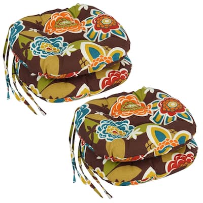 16-inch Round Tufted Indoor/Outdoor Chair Cushions (Set of 4) - 16"