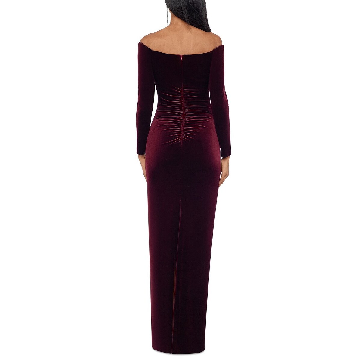 Xscape Women's Long Sleeve Off Shoulder Full Length Sheath Evening Dress  Red Size 4 - Bed Bath & Beyond - 40578642