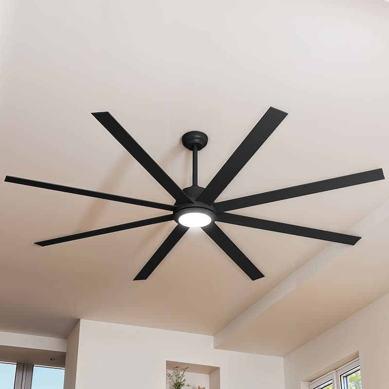 84 Inch 8 Blade Ceiling Fan with Light Remote and Quiet DC Motor - 84 Inches - 84 Inches