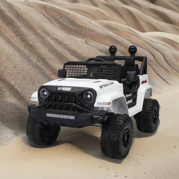 slide 2 of 18, Realistic Ride-On Truck for Kids: 12V with Parent Remote Control White