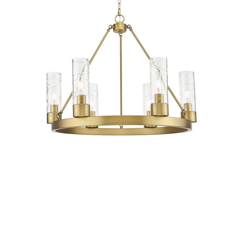Innovations Lighting 617-6CR-24-29-8 Boreas Chandelier Boreas 6 Light - Brushed Brass / Deco Swirl
