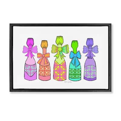 Stupell Patterned Drink Bottles Framed Floater Canvas Wall Art Design By Katie Conley