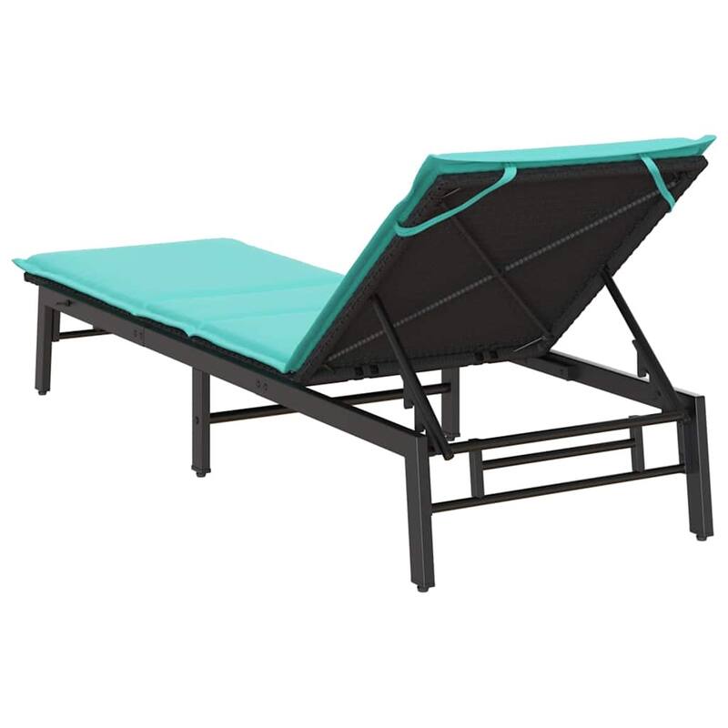 vidaXL Sun Lounger with Cushion Poly Rattan - 78.7" x 23.2" x 9.8"/19.3"/23.2"/26.4"