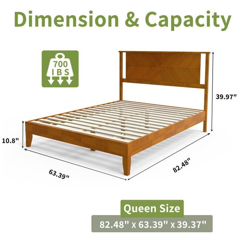 Twin Size Deluxe Bed Frame with Headboard with Solid Wood, No Box Spring Needed, Easy Assembly, White