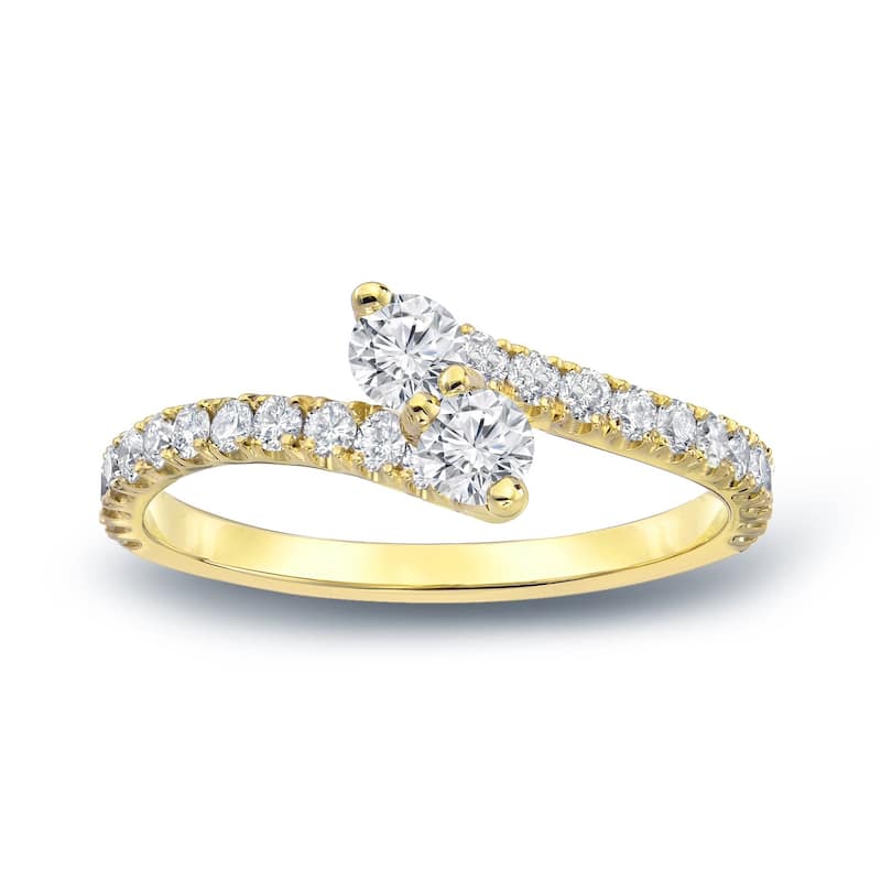 Auriya 1/2ct TDW Round Two Stone Diamond Engagement Ring 14k Gold - 4 - Yellow