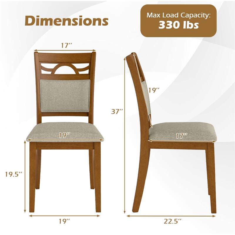 Gymax Dining Chairs Set of 4 w/Rubber Wood Frame Padded Seat &