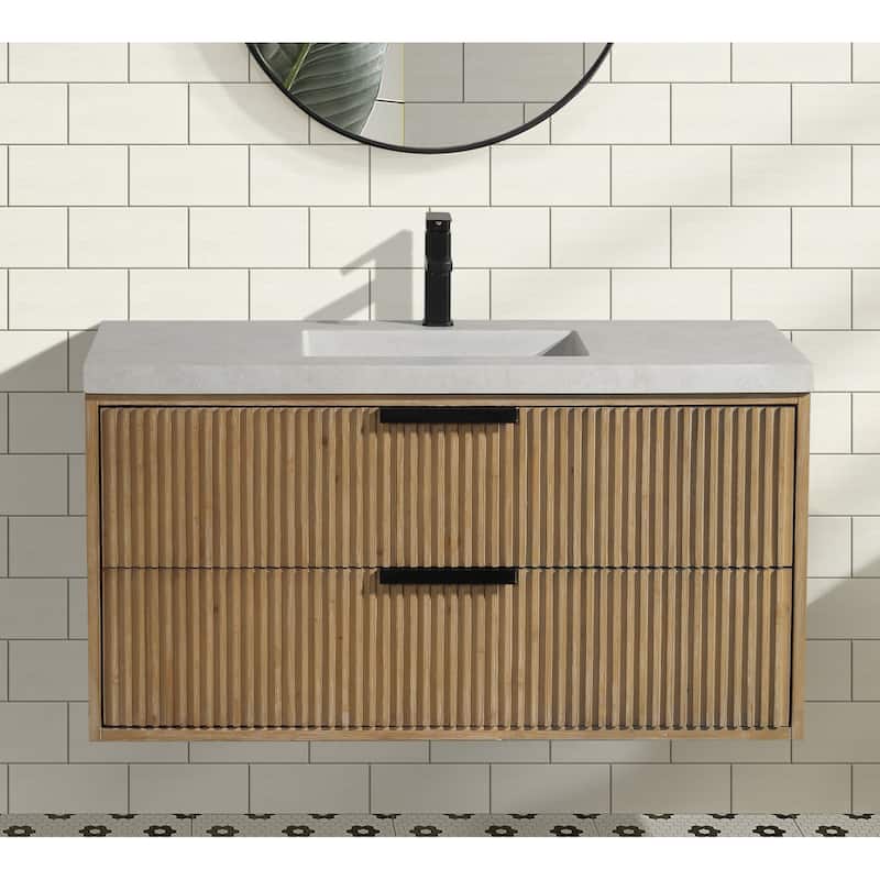 Ari Bath San Diego 42" Floating Bathroom Vanity Weathered Fir