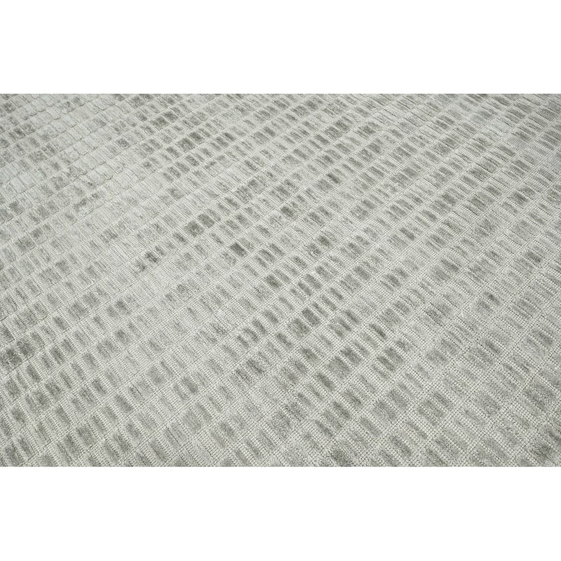 Hand Knotted Textured Tone On Tone Gray Tibetan Wool Modern Area Rug - 5' 11'' x 9' 4''