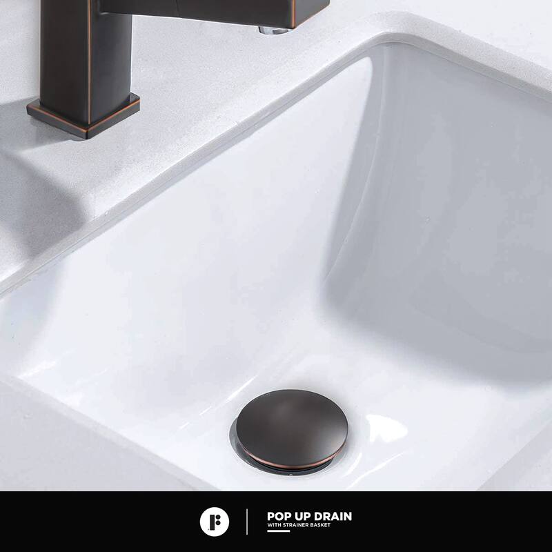 Fine Fixtures Modern Single Hole Bathroom Sink Faucet with Pop-up Drain and Strainer Basket
