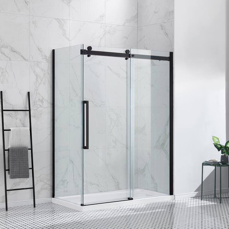 Bel Soft Close 3-Piece Base/Door Rectangular Corner Shower Kit (Left or Right Drain)
