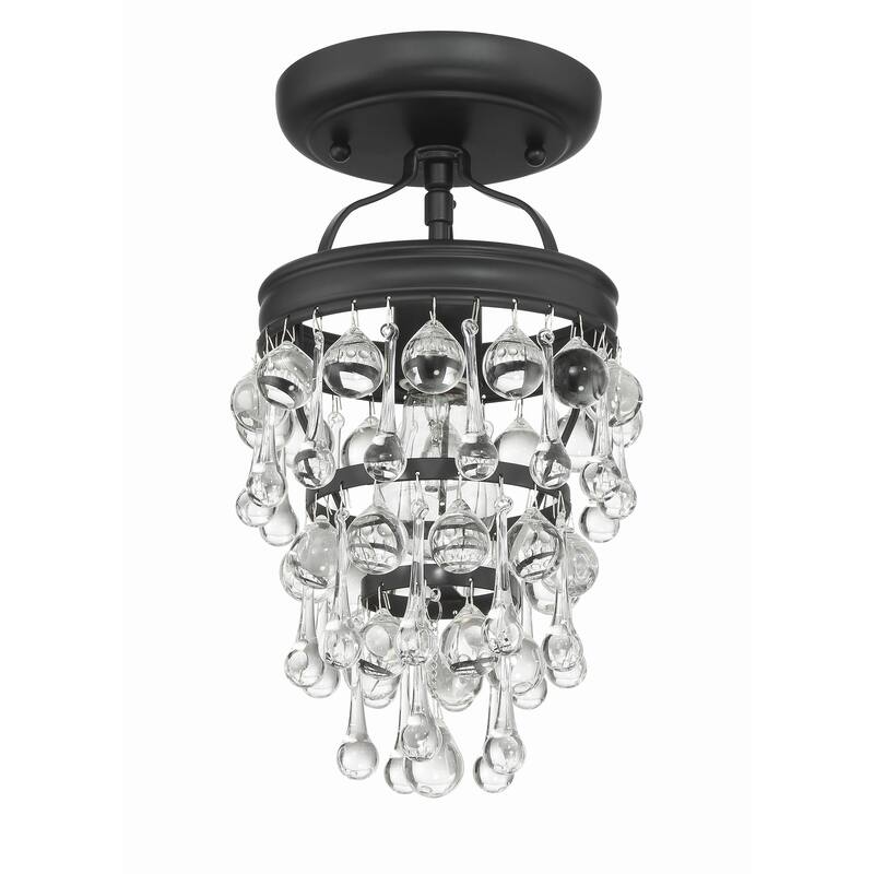 Calypso 1 Light Matte Black Ceiling Mount - 7.25"W x 13"H x 7.25"D