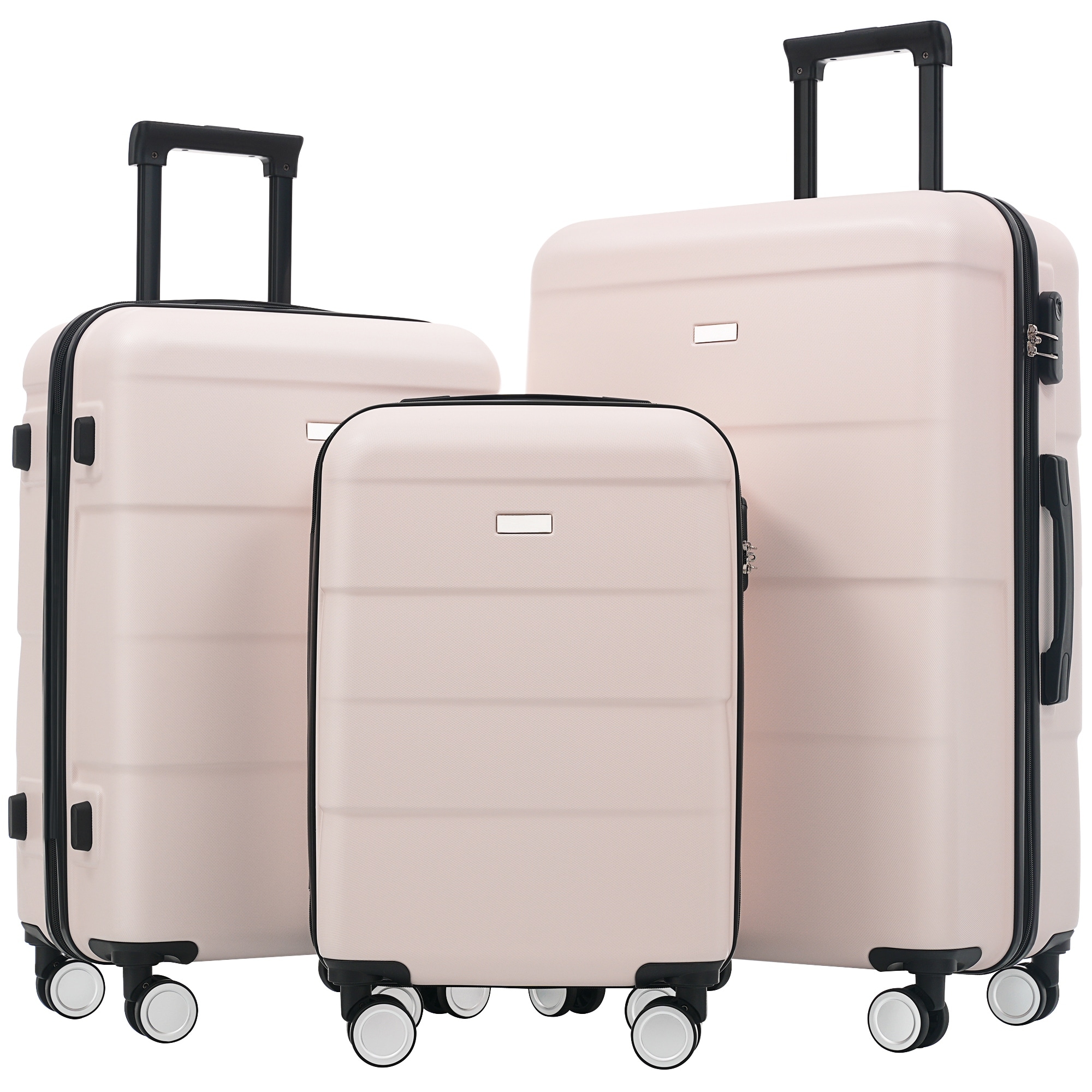 Hardshell Luggage Sets 3 Piece Double Spinner Wheels Suitcase with Handle Password Lock, Lightweight 20"+24"+28" Luggages