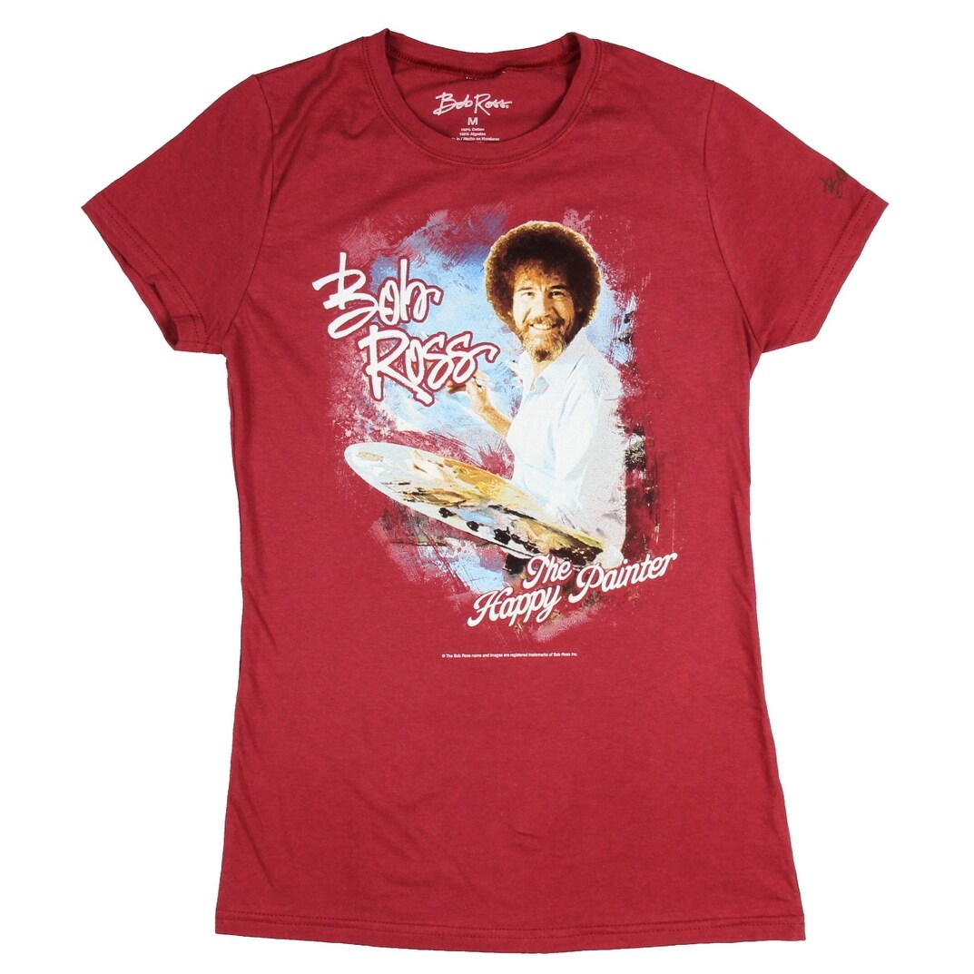Shop Bob Ross Juniors The Happy Painter Maroon Graphic T Shirt