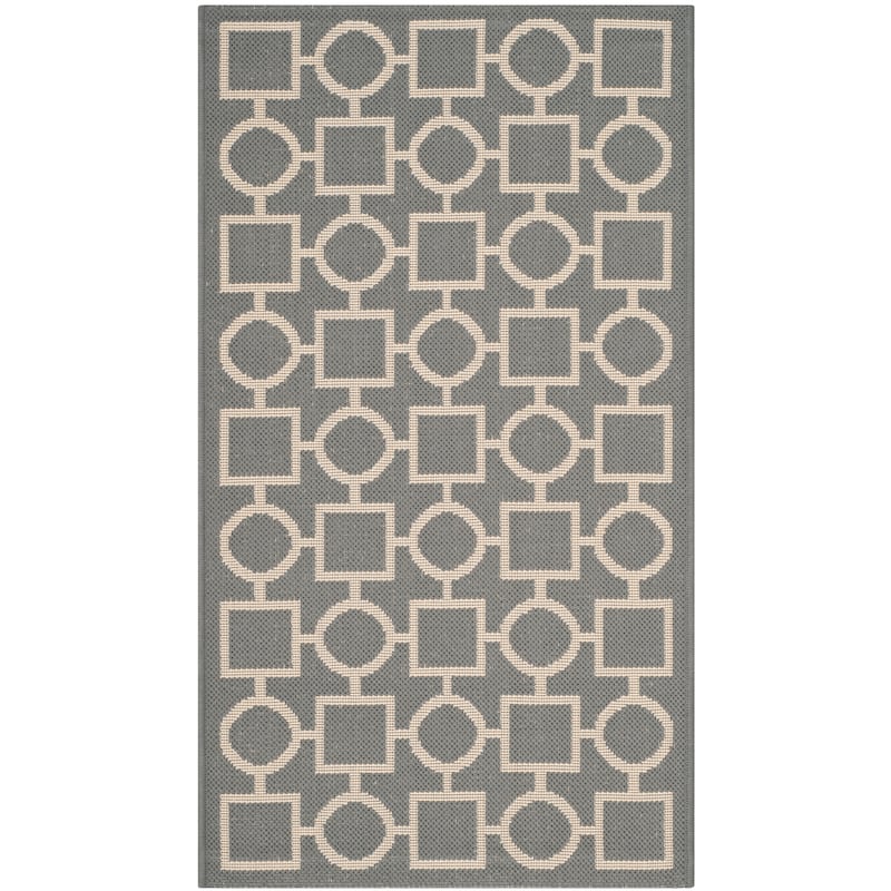 SAFAVIEH Courtyard Sharlene Indoor/ Outdoor Waterproof Patio Backyard Rug - 2' x 3'7" - Anthracite/Beige