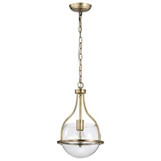 Amado 1 Light Pendant - 10 Inches - Vintage Brass Finish - Clear Glass - Vintage Brass