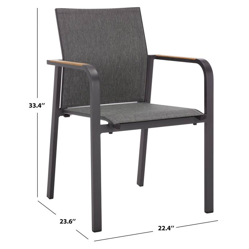 SAFAVIEH Outdoor Living Dexter Armchair with Teak (Set of 2)