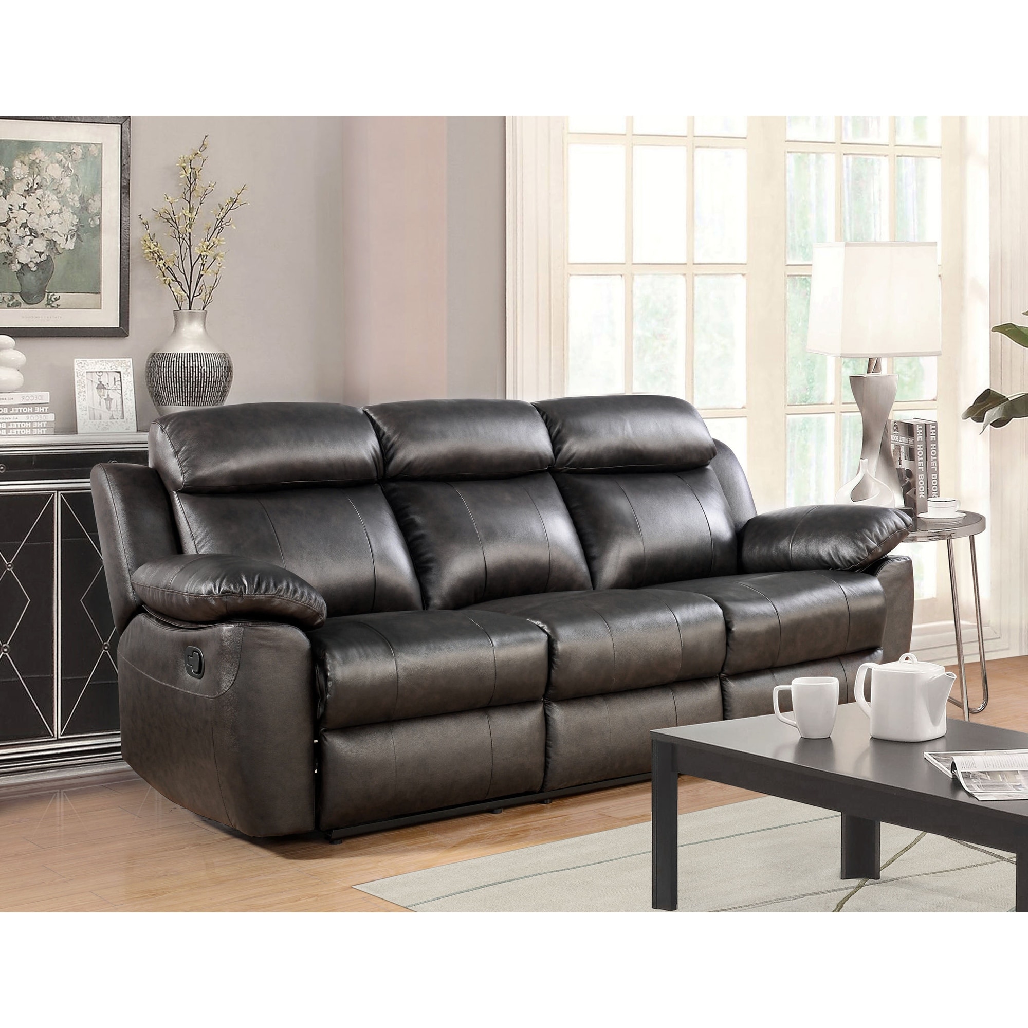 Abbyson braylen top grain leather reclining sofa discount