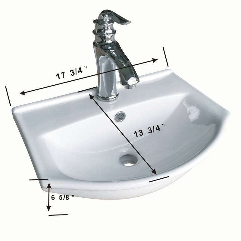 Tahoe White Ceramic Wall Mount Vessel Floating Sink with Overflow and Single Faucet Hole - White
