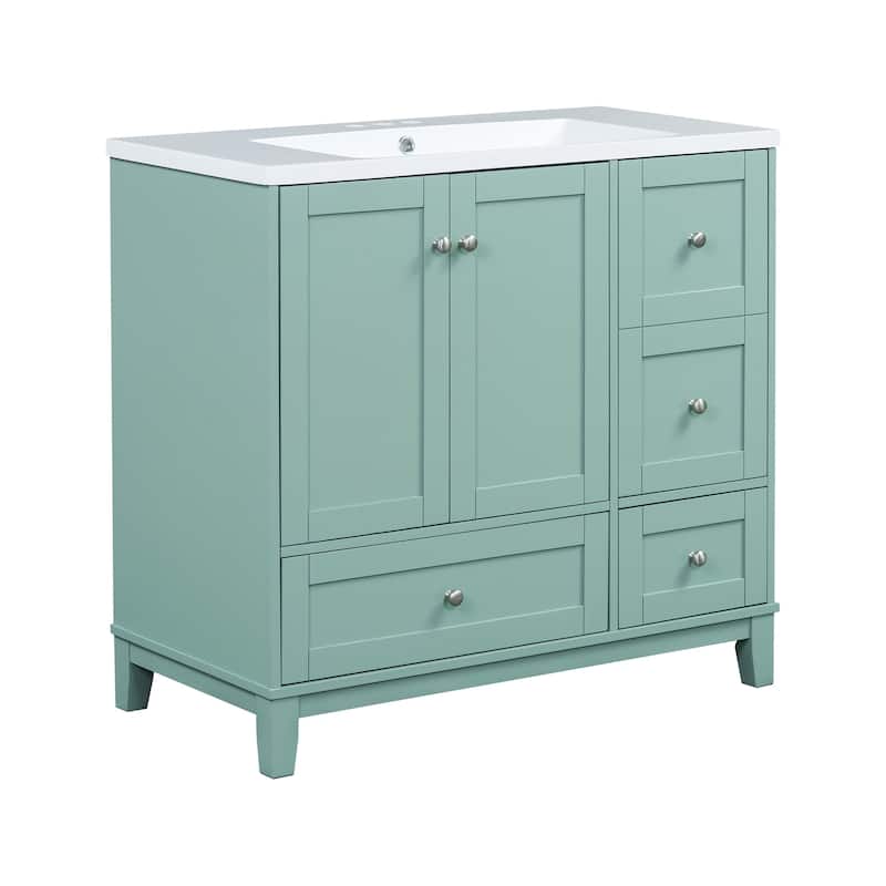 GDFStudio - Gill Wood 36" Shaker-style Design Bathroom Vanity with 3 Drawers