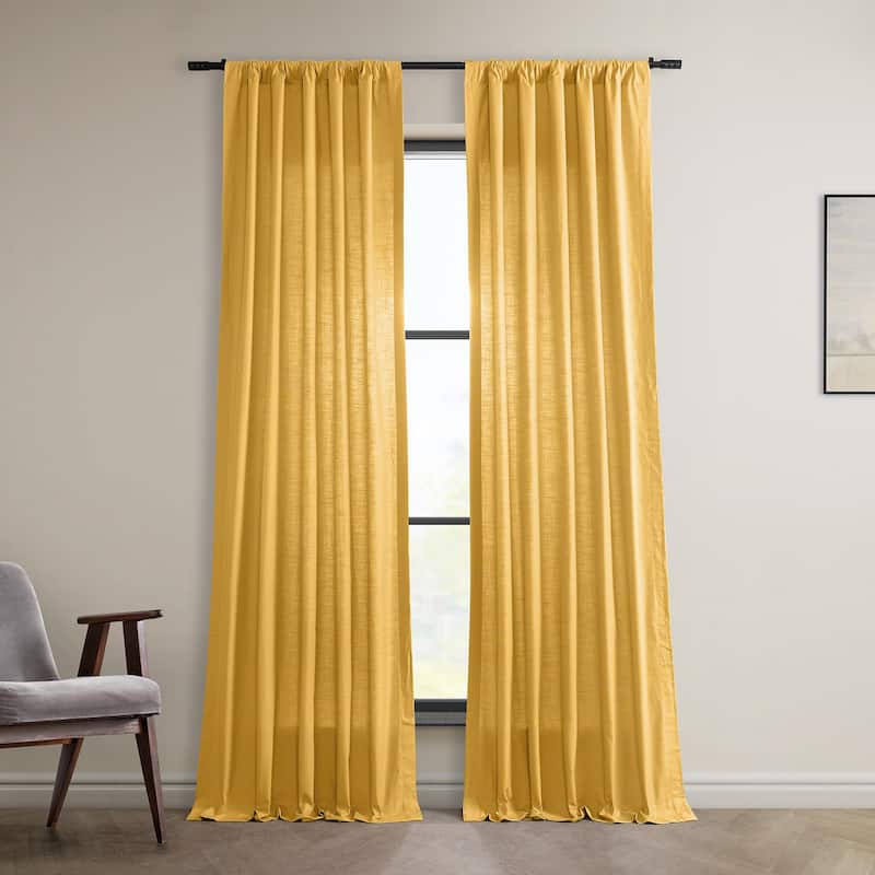Exclusive Fabrics Dune Textured Solid Cotton Curtain Pair (2 Panels) - 50 X 108 - Ochre