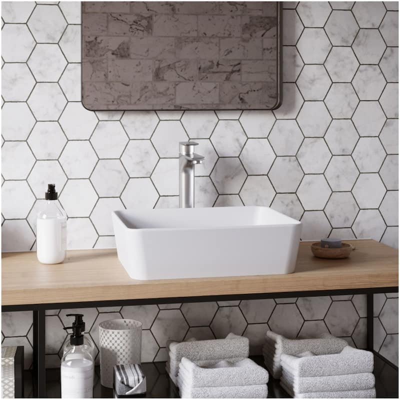 Karran USA QM172 Quattro Matte 18" Rectangular Acrylic Vessel Bathroom