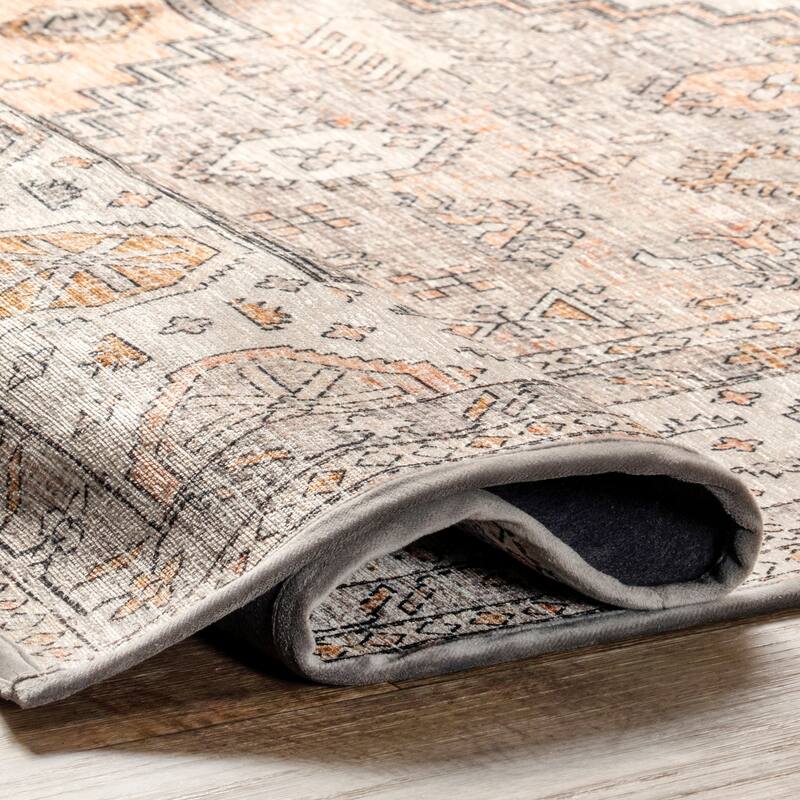 Nuloom Kesia SpinClean Vintage Bordered Machine Washable Area Rug