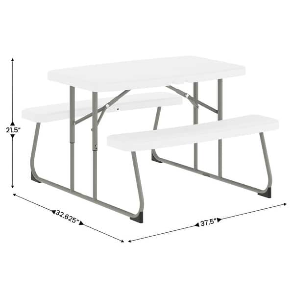 dimension image slide 2 of 3, Indoor/Outdoor Commercial Grade Kids Folding Picnic Table with Benches - 37.5"D x 32.625"W x 21.5"H
