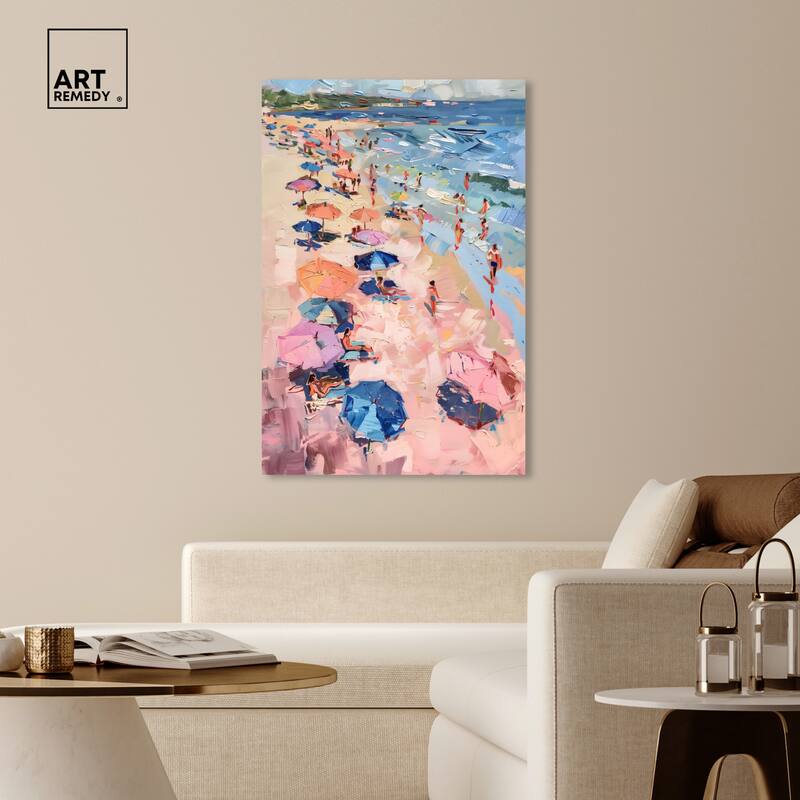 Art Remedy Beach Side Joys Gallery Wrapped Colorful Coastal 1 Piece Canvas Wall Art