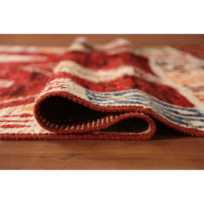 Red Moroccan Oriental Area Rug Handmade Wool Carpet - 6'9" x 9'10"