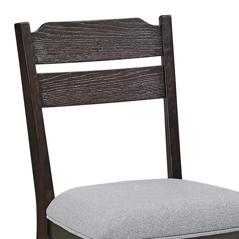 Hiun Dining Chair Set of 2, Dove Gray Seat, Oak Brown Wood Frame