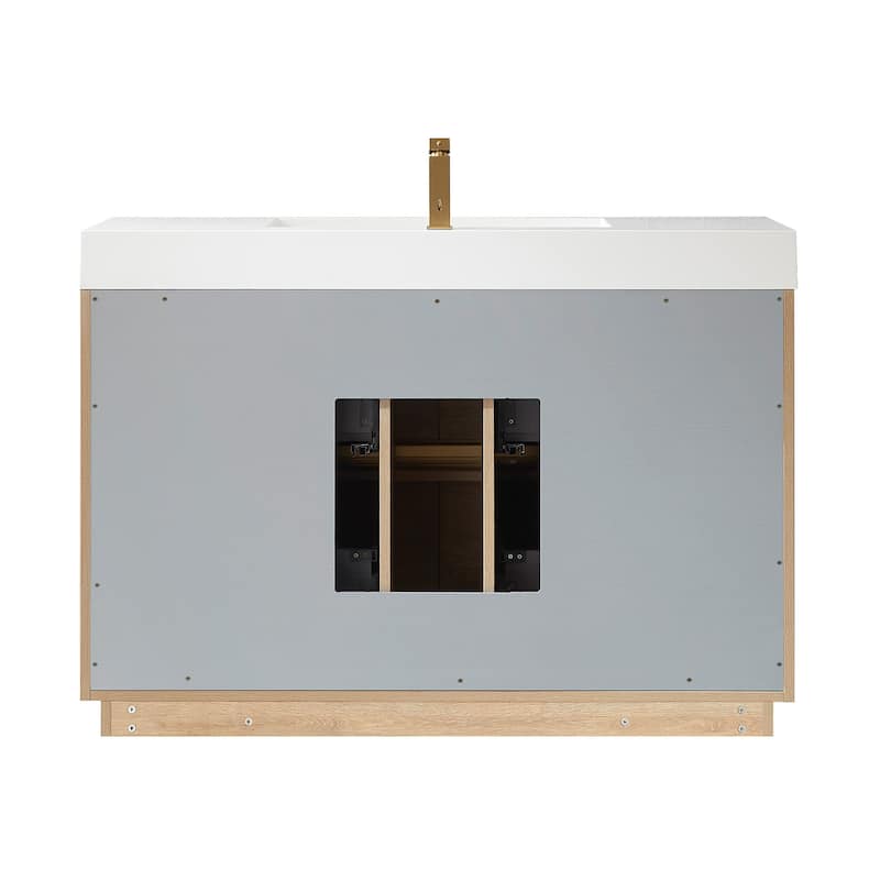Huesca 48" Single Sink Bath Vanity with White Sink Top and Mirror