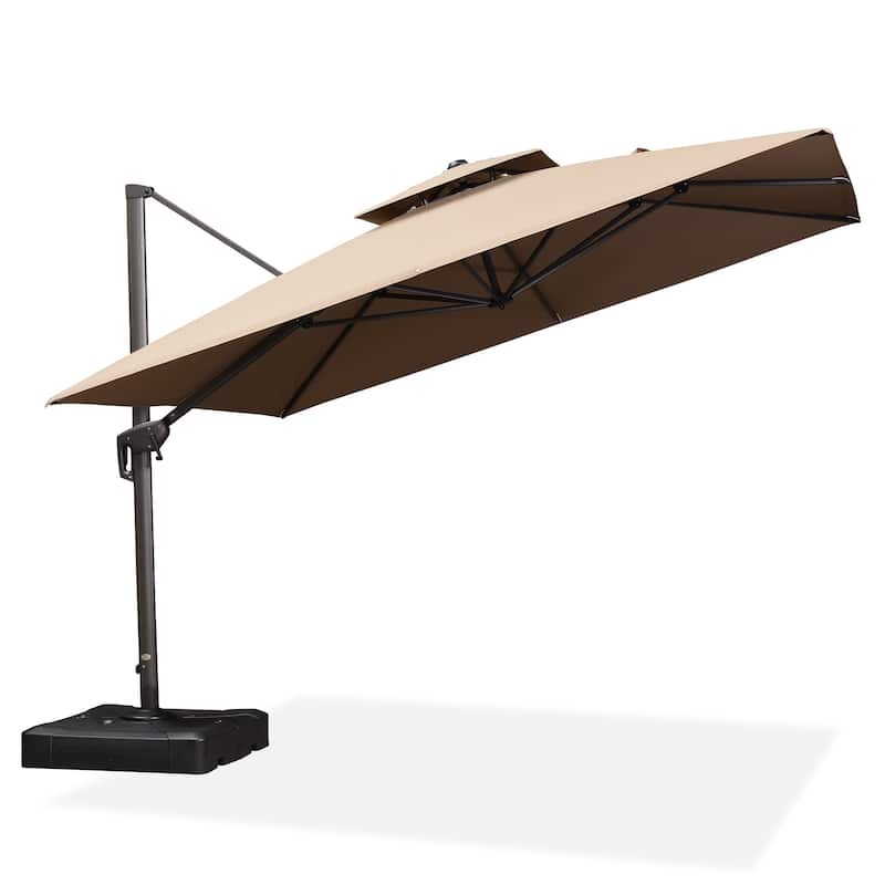 PURPLE LEAF Patio Cantilever Umbrella with 360 Degree Rotation