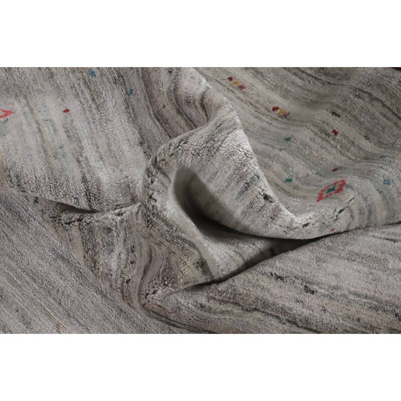 Hand Knotted Oriental 100% Wool Carpet Tribal Animal Pictorial Greys & Charcoal Gabbeh Area Rug - 9' 10'' X 8' 0''