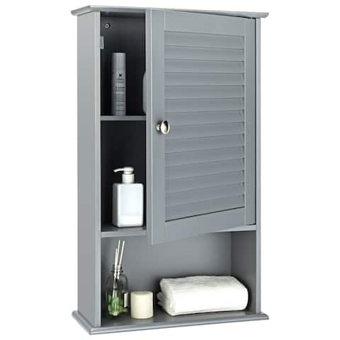 Gymax Bathroom Wall Mount Storage Cabinet Single Door w/Height - See Details