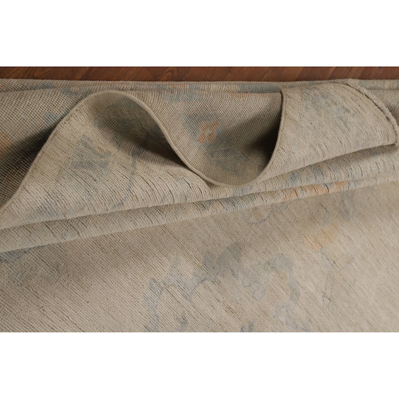 Hand Knotted Oriental 100% Wool Carpet Transitional All-Over Beige & Ivories Oushak Area Rug - 13' 9'' X 10' 0''
