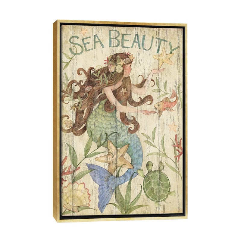 iCanvas "Mermaid Beauty" by Susan Winget Framed Canvas Print - Gold - 40x26