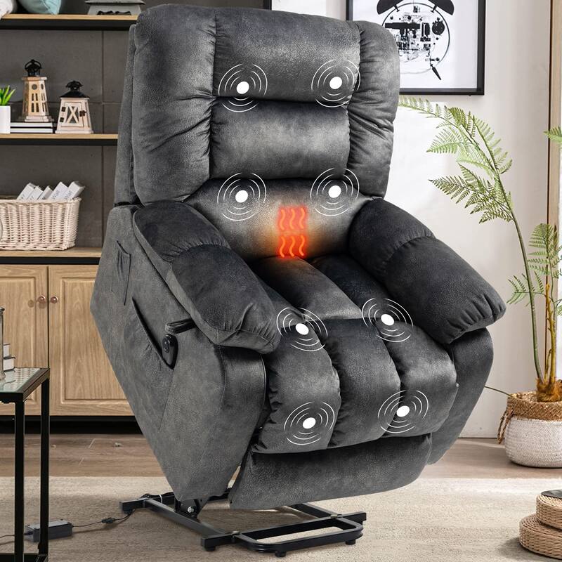 Power Lift Recliner Chair, Heat & Massage,Remote Control,Side Pocket