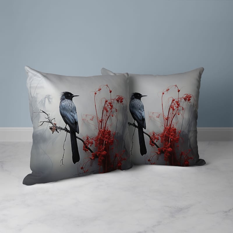 Winter Wishper Faux Suede Reversible Throw Pillow Gray and Red