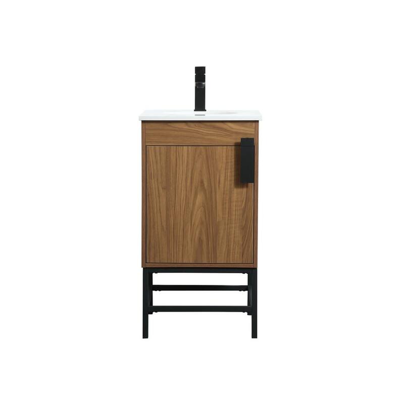 Elegant Lighting VF48818 Eugene 18" Free Standing Single Basin Vanity - Walnut Brown - Walnut Finish