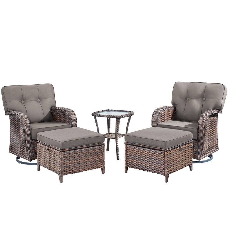 5 Pieces Pocassy Swivel Chair Table with Ottomans