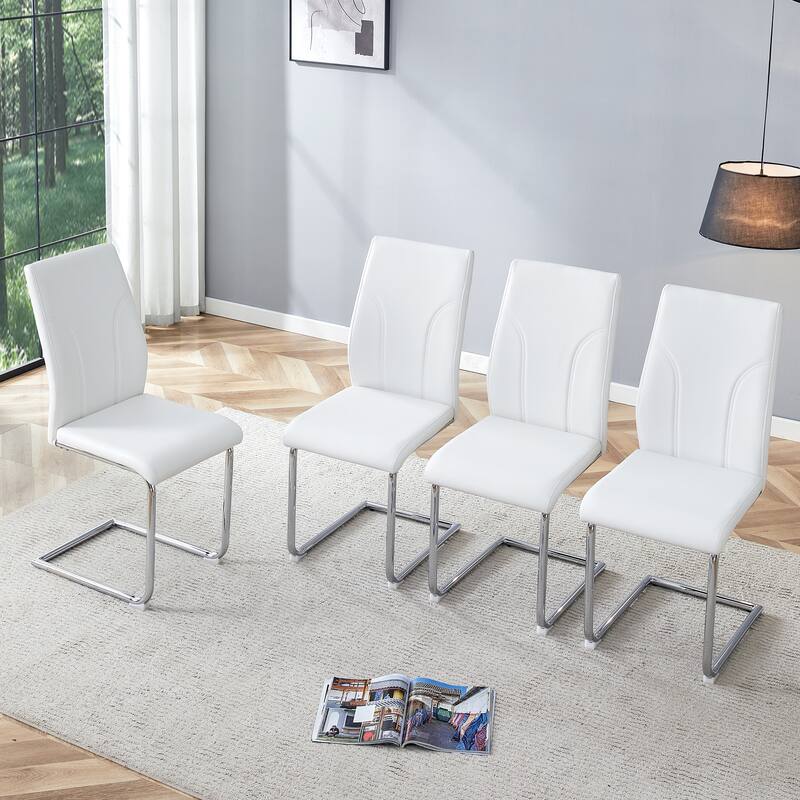 Roomfitters PU Dining Chairs with High Backrest and Sturdy Legs, Set of 4 for Kitchen or Dining Room Use