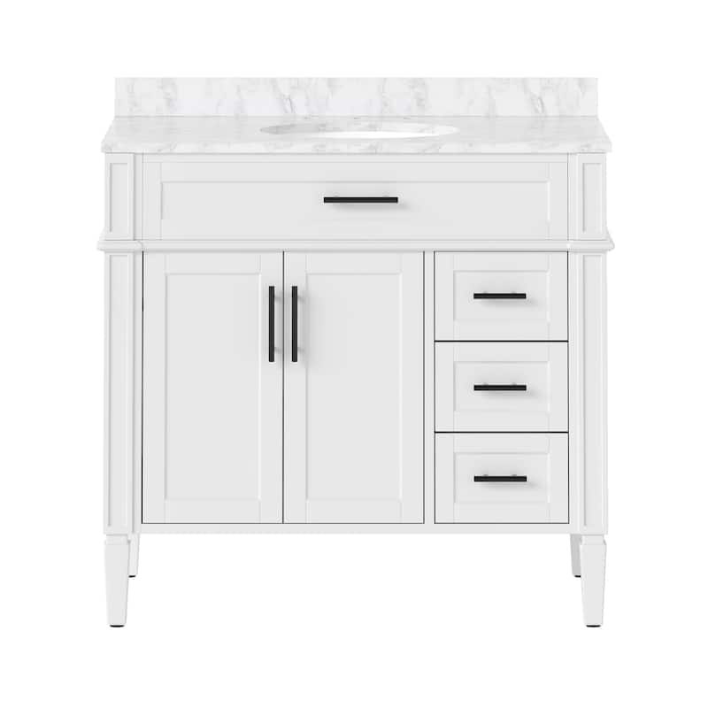 36/48/60 in. Bathroom Vanity with Ceramic Undermount Sink, Wood Cabinet, and storage drawers