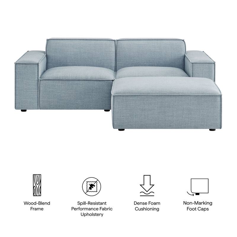 Restore 3-Piece Performance Fabric Upholstered Modular Loveseat with Ottoman