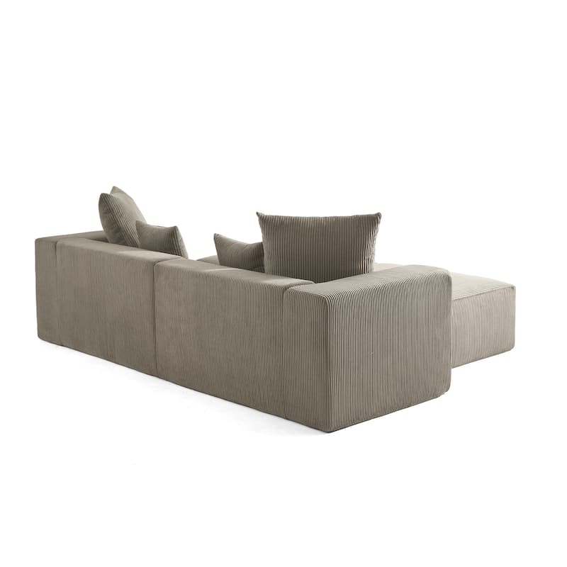 4-Piece Modern Corduroy Modular Sectional Sofa Set with 4 Throw Pillows